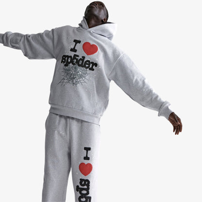 Sp5der 'Souvenir / I Love' Pullover Hoodie Heather Grey (FW24) [SS18FW24HGR] Casual Fashion Hooded Sweater for Unisex Adult Mens Hypebeast - AVBL MRKT (18)