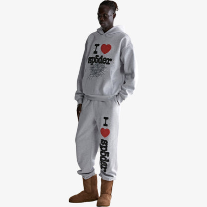 Sp5der 'Souvenir / I Love' Pullover Hoodie Heather Grey (FW24) [SS18FW24HGR] Casual Fashion Hooded Sweater for Unisex Adult Mens Hypebeast - AVBL MRKT (8)