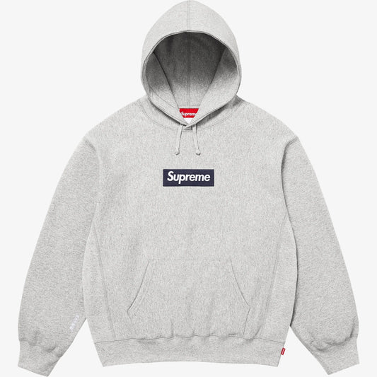 Supreme 'Box Logo' Pullover Hooded Sweatshirt Heather Grey / Navy Blue (FW25) [FW25SW14-HEATHER-GREY] Casual Fashion Hoodie Sweater for Unisex Adult Mens Hypebeast - AVBL MRKT (1)