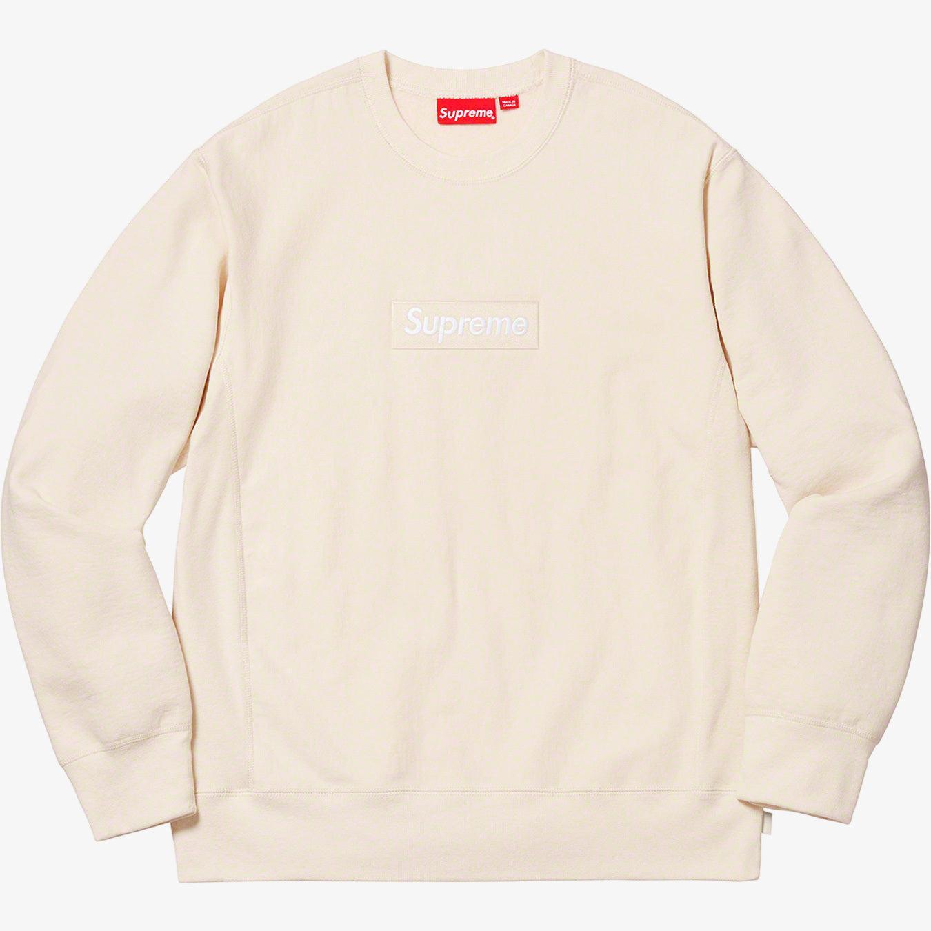 Supreme Crewneck Sweatshirt 'Box Logo' Natural (FW18) [FW18SW26-NATURAL] Casual Fashion Pullover Sweater for Unisex Adult Mens Hypebeast - AVBL MRKT (1)