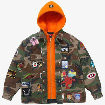 Supreme Patches Hooded Zip-Up Shirt Woodland Camo (SS25) [SS25S30-WOODLAND-CAMO] Casual Fashion Jacket for Unisex Adult Mens Hypebeast - AVBL MRKT (2)