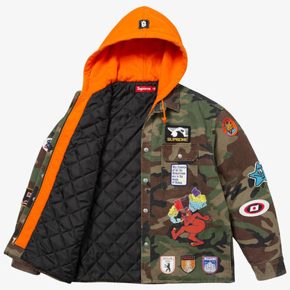 Supreme Patches Hooded Zip-Up Shirt Woodland Camo (SS25) [SS25S30-WOODLAND-CAMO] Casual Fashion Jacket for Unisex Adult Mens Hypebeast - AVBL MRKT (4)