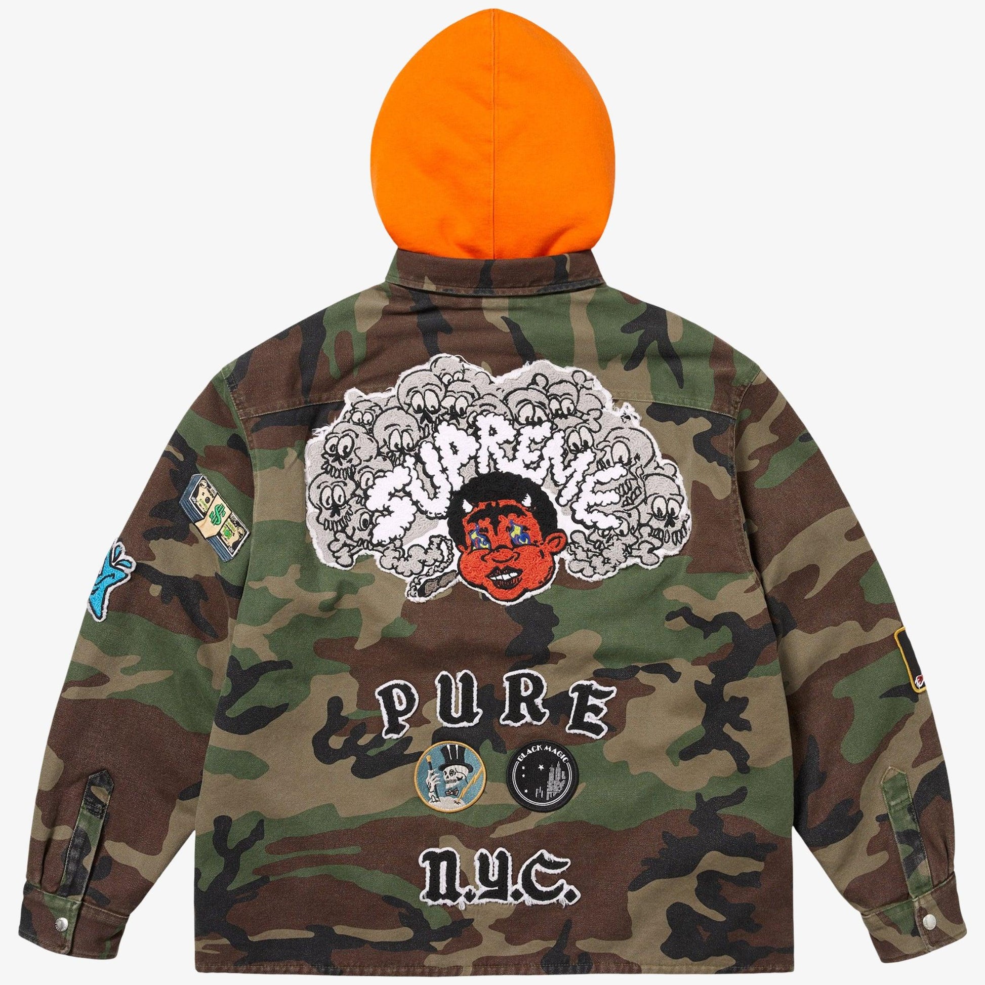 Supreme Patches Hooded Zip-Up Shirt Woodland Camo (SS25) [SS25S30-WOODLAND-CAMO] Casual Fashion Jacket for Unisex Adult Mens Hypebeast - AVBL MRKT (5)