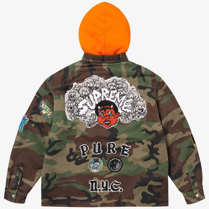 Supreme Patches Hooded Zip-Up Shirt Woodland Camo (SS25) [SS25S30-WOODLAND-CAMO] Casual Fashion Jacket for Unisex Adult Mens Hypebeast - AVBL MRKT (5)