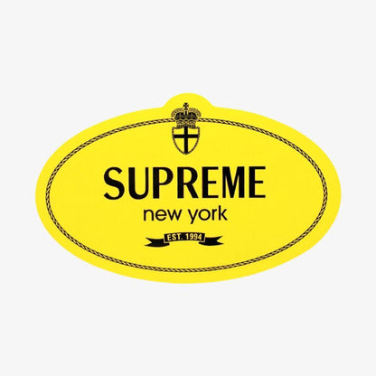 Supreme Sticker 'Crest' Yellow (FW24) Skateboard Vinyl Decal Graphic Artwork for Unisex Adult Mens Womens Kids GS Youth Hypebeast Skateboard Vinyl Decal Graphic Artwork for Unisex Adult Mens Womens Kids GS Youth Hypebeast - AVBL MRKT (1)