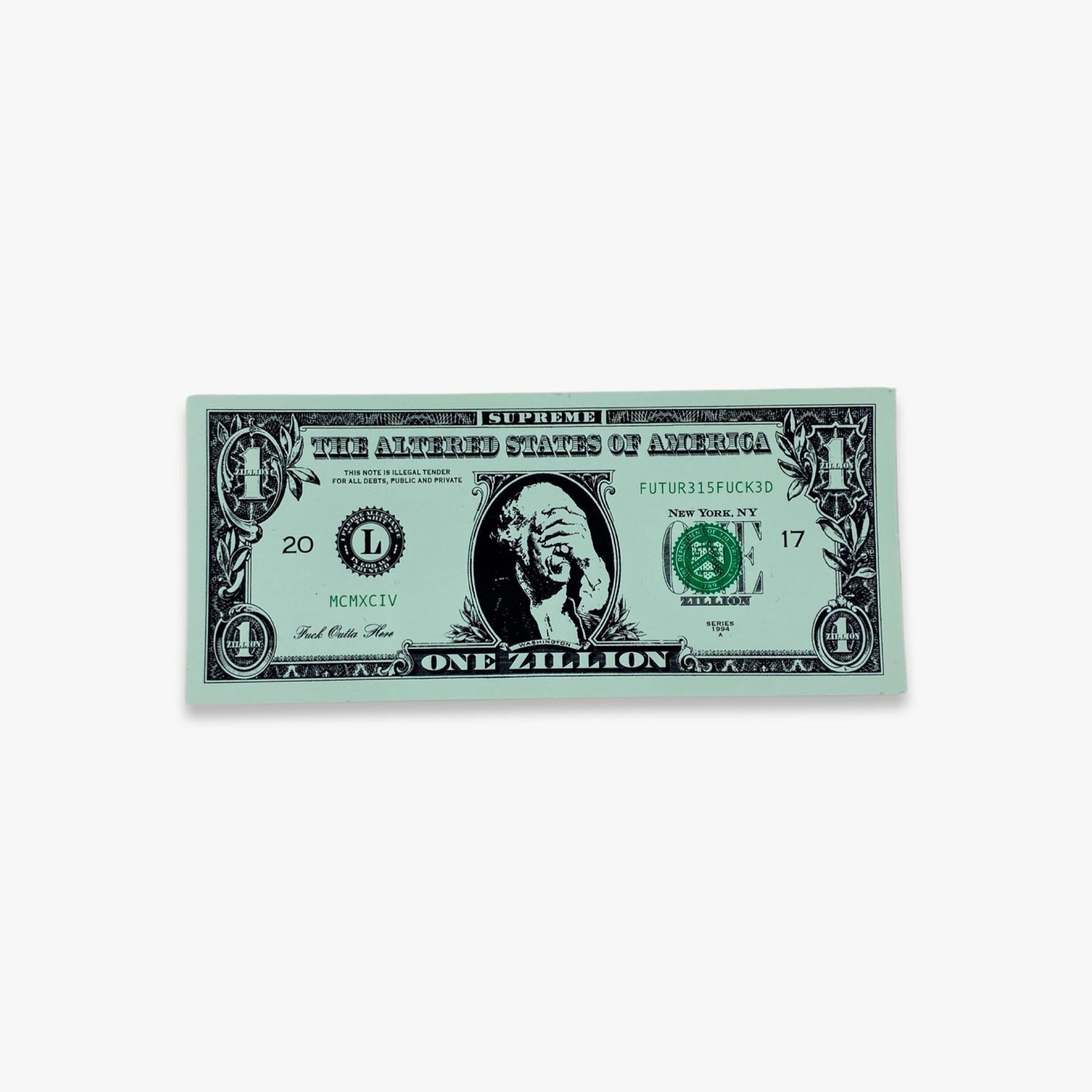 Supreme Sticker 'Dollar Bill' Green (FW17) Skateboard Vinyl Decal Graphic Artwork for Unisex Adult Mens Womens Kids GS Youth Hypebeast Skateboard Vinyl Decal Graphic Artwork for Unisex Adult Mens Womens Kids GS Youth Hypebeast - AVBL MRKT (1)