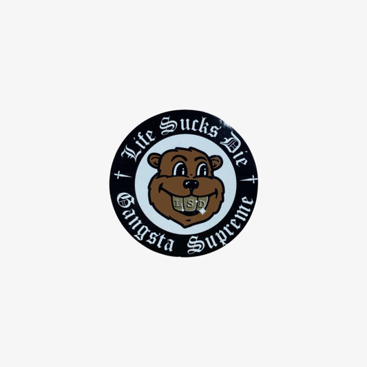 Supreme Sticker 'Life Sucks Die Gangsta Bear' Black / White (FW18) - AVBL MRKT (1)