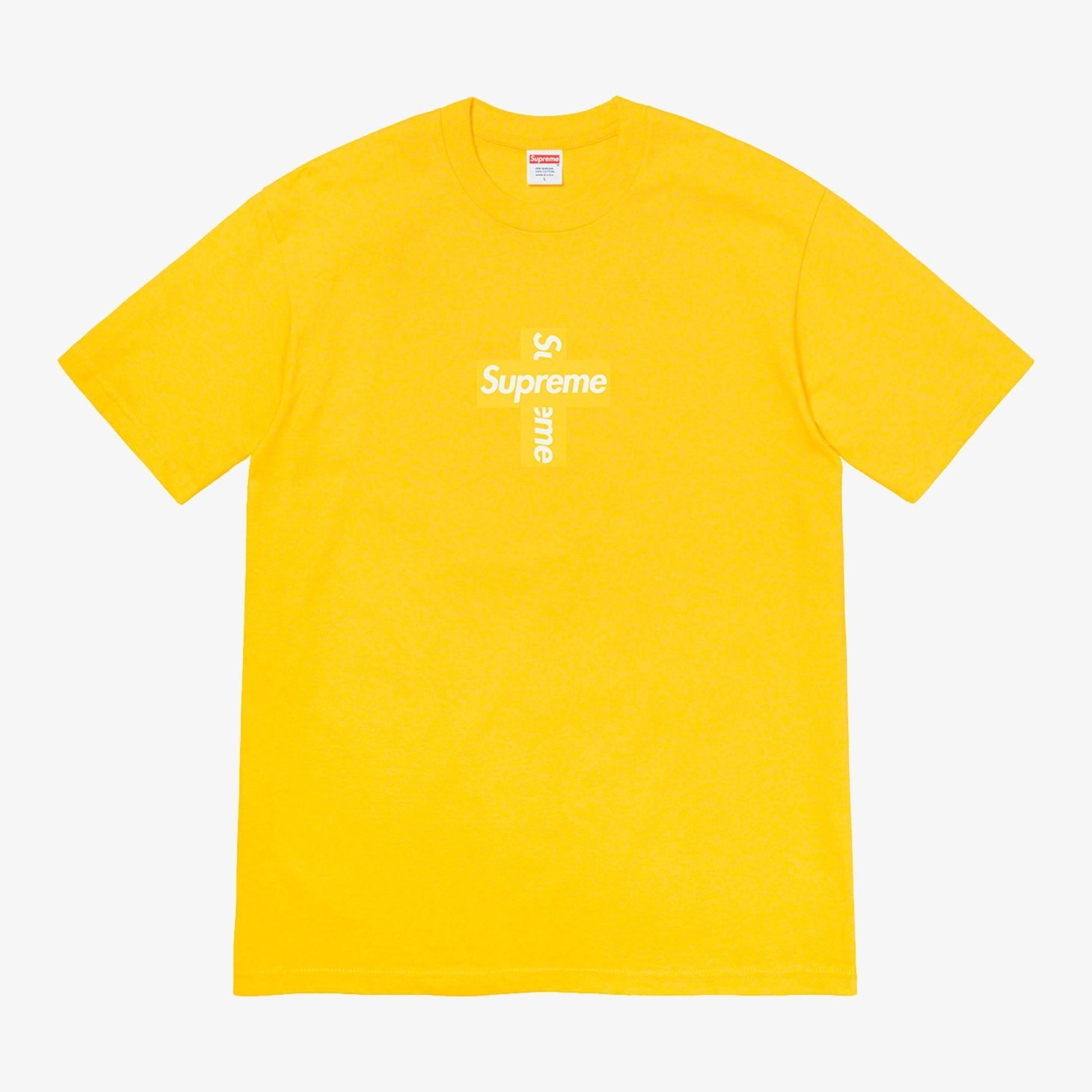 Supreme Tee 'Cross Box Logo' Yellow (FW20) [FW20T25-YELLOW] Casual Fashion T-Shirt Top for Unisex Adult Mens Hypebeast - AVBL MRKT (1)