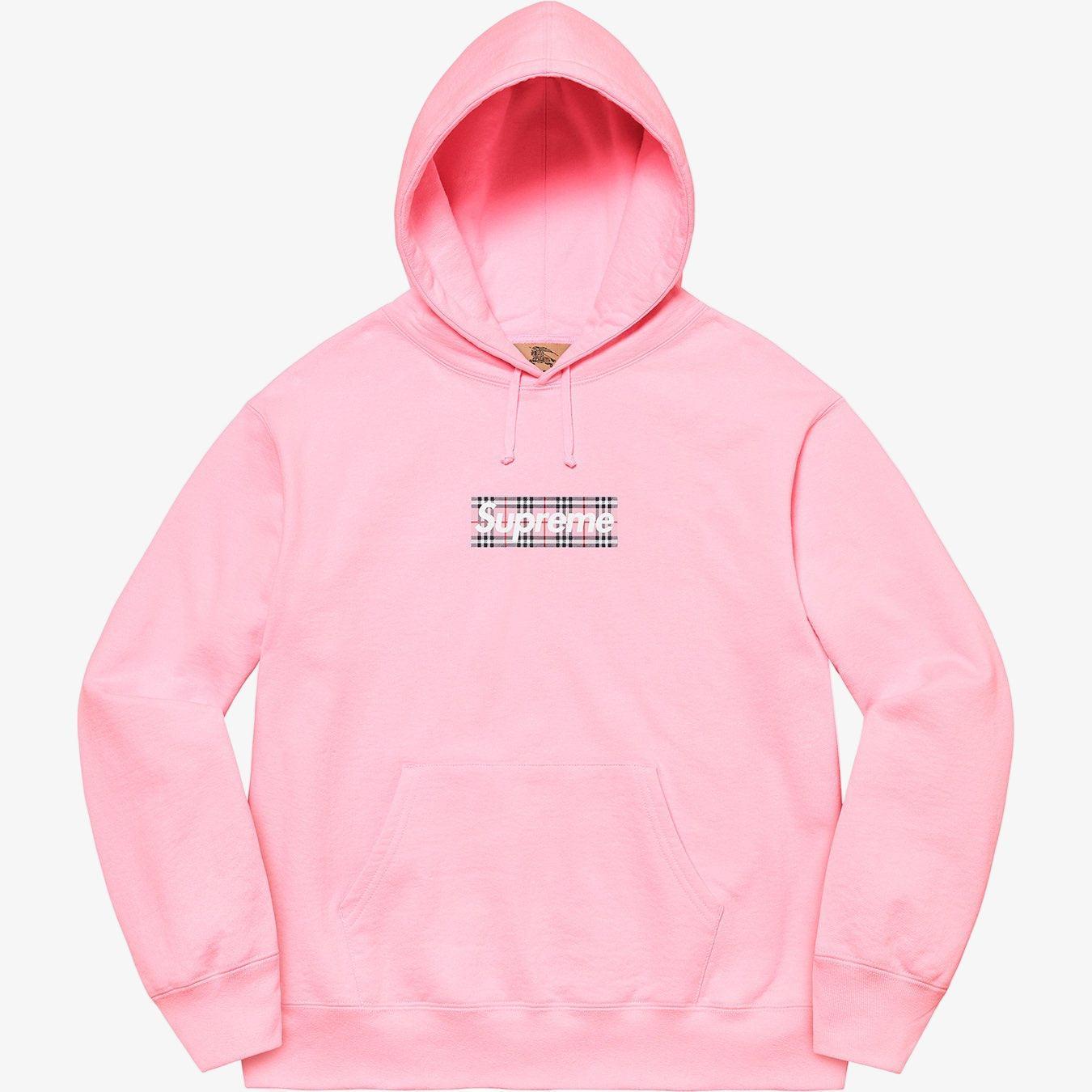 Supreme x Burberry Pullover Hooded Sweatshirt 'Box Logo' Light Pink (SS22) [SS22SW45-LIGHT-PINK] Casual Fashion Hoodie Sweater for Unisex Adult Mens Hypebeast - AVBL MRKT (1)
