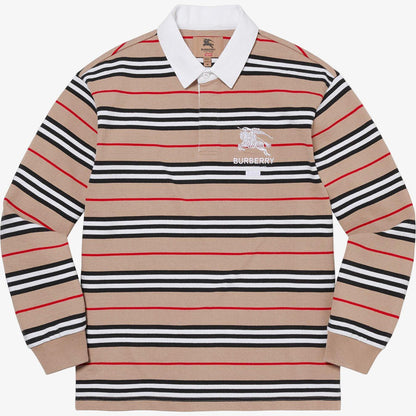 Supreme x Burberry Rugby Beige (SS22) [SS22KN12-BEIGE] Casual Fashion Polo Top for Unisex Adult Mens Hypebeast - AVBL MRKT (1)