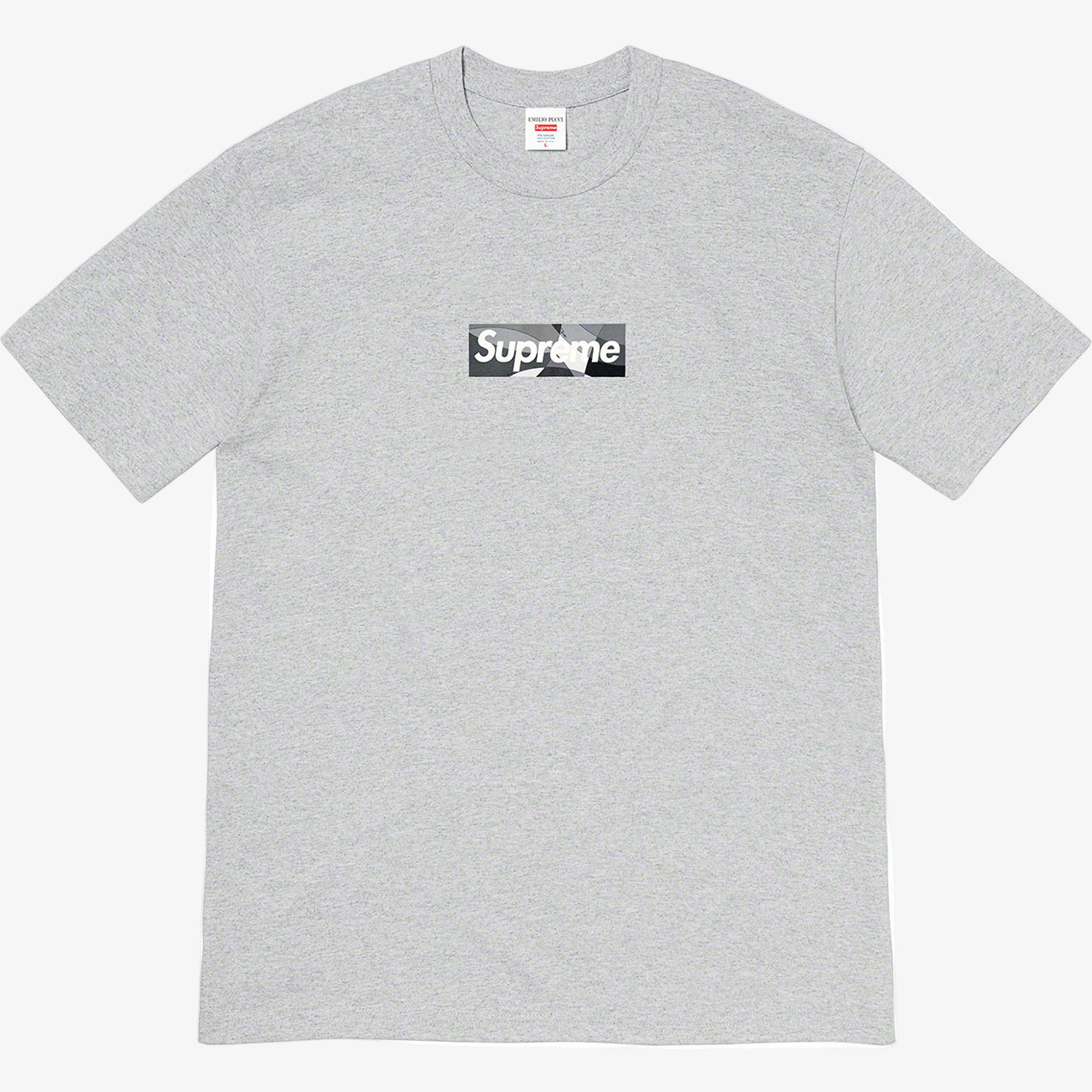 Supreme x Emilio Pucci Tee 'Box Logo' Heather Grey / Black (SS21) [SS21T4-HEATHER-GREY-BLACK] Casual Fashion T-Shirt Top for Unisex Adult Mens Hypebeast - AVBL MRKT (1)