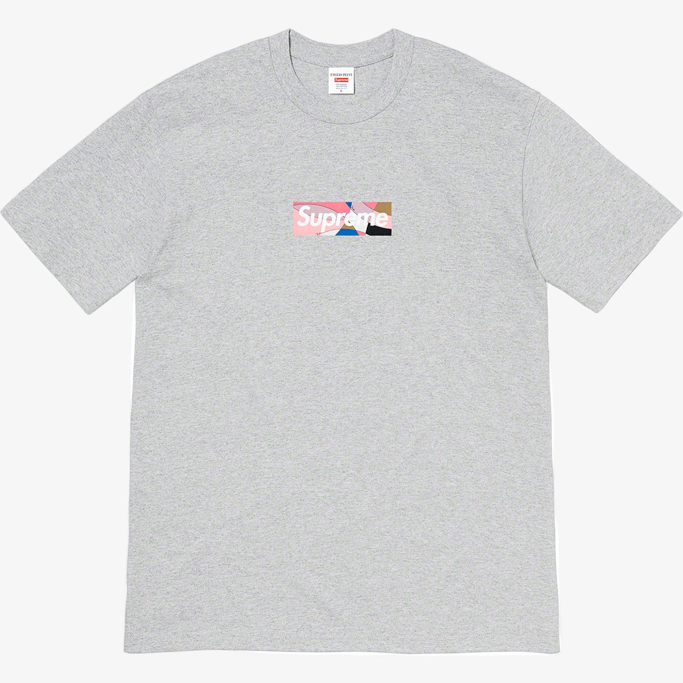 Supreme x Emilio Pucci Tee 'Box Logo' Heather Grey / Dusty Pink (SS21) [SS21T4-HEATHER-GREY-DUSTY-PINK] Casual Fashion T-Shirt Top for Unisex Adult Mens Hypebeast - AVBL MRKT (1)