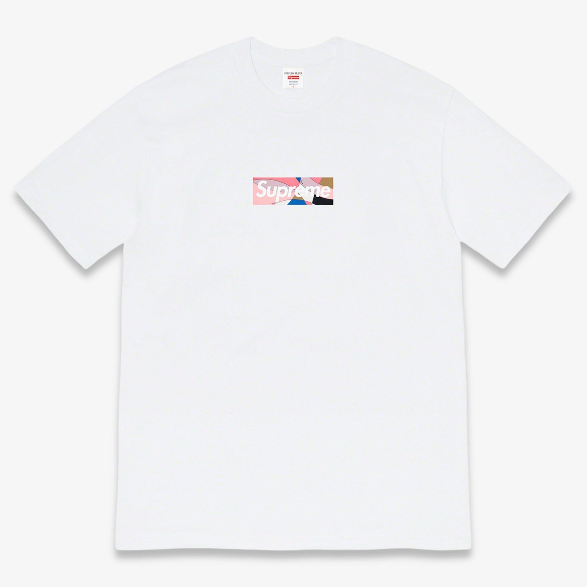 Supreme x Emilio Pucci Tee 'Box Logo' White / Dusty Pink (SS21) [SS21T4-WHITE-DUSTY-PINK] Casual Fashion T-Shirt Top for Unisex Adult Mens Hypebeast - AVBL MRKT (1)
