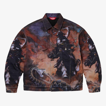 Supreme x Frank Frazetta Faux Shearling Lined Trucker Jacket Multicolor (FW24) [FW24J118-MULTICOLOR] Casual Fashion Winter Coat for Unisex Adult Mens Hypebeast - AVBL MRKT (1)