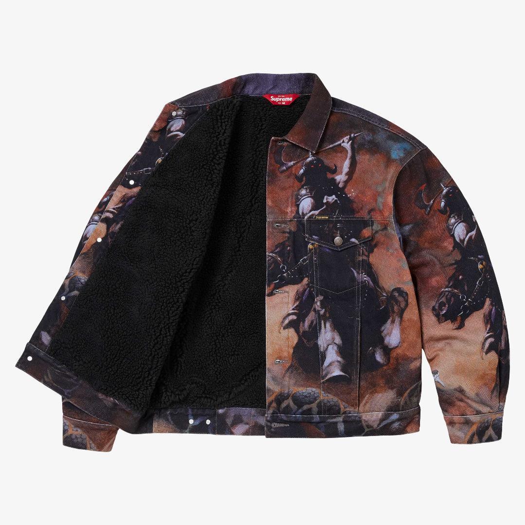 Supreme x Frank Frazetta Faux Shearling Lined Trucker Jacket Multicolor (FW24) [FW24J118-MULTICOLOR] Casual Fashion Winter Coat for Unisex Adult Mens Hypebeast - AVBL MRKT (4)