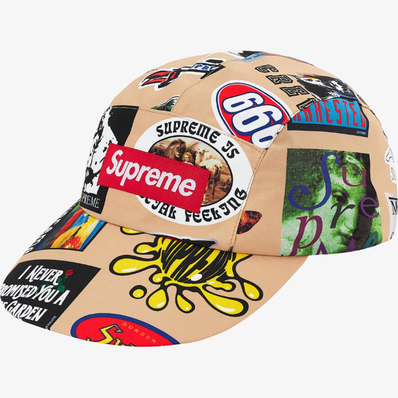 Supreme x GORE-TEX 'Stickers' Long Bill Camp Cap Tan / Multicolor (SS21) [SS21H21-TAN-STICKERS] Casual Fashion Dad Hat for Unisex Adult Mens Womens Kids GS Youth Hypebeast - AVBL MRKT (1)