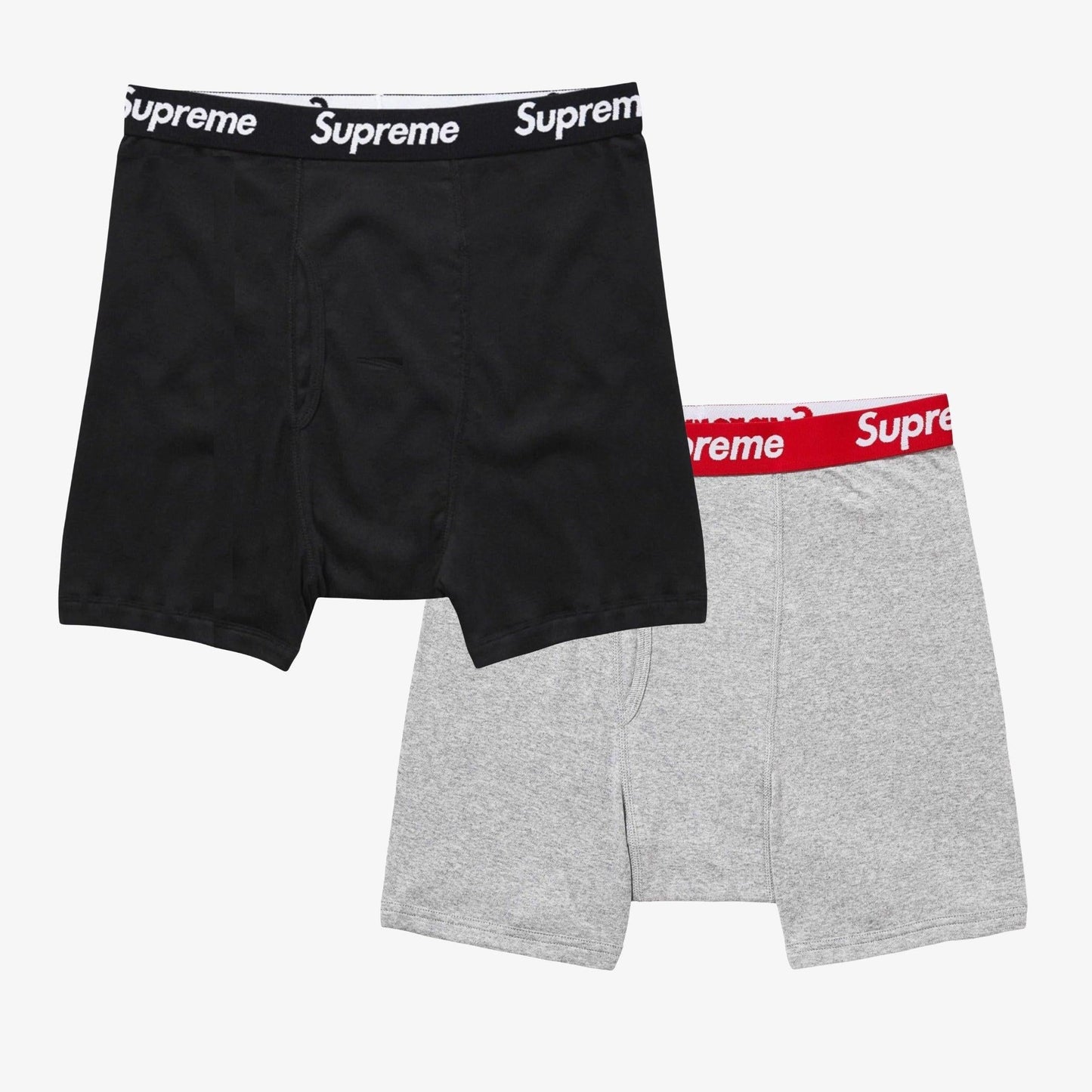Supreme x Hanes Boxer Brief (1 Single Boxer Brief of Each) Black and Heather Grey Casual Fashion Underwear for Unisex Adult Mens Womens Kids GS Youth Hypebeast - AVBL MRKT (1)