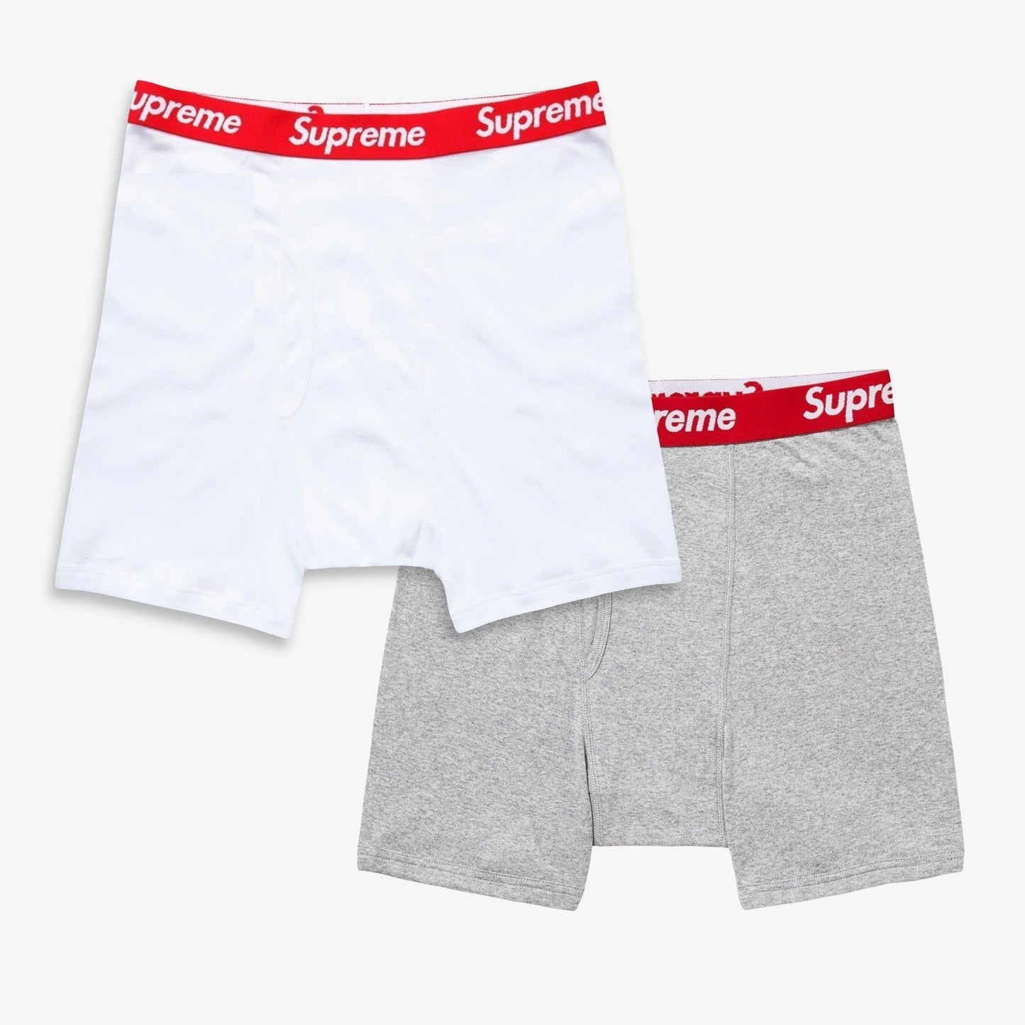 Supreme x Hanes Boxer Brief (1 Single Boxer Brief of Each) White and Heather Grey Casual Fashion Underwear for Unisex Adult Mens Womens Kids GS Youth Hypebeast - AVBL MRKT (1)