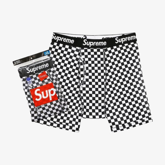 Supreme x Hanes Boxer Briefs (2 Pack) Checkered (SS18) [99HAA36-CHECKERED] Casual Fashion Underwear for Unisex Adult Mens Womens Kids GS Youth Hypebeast - AVBL MRKT (1)