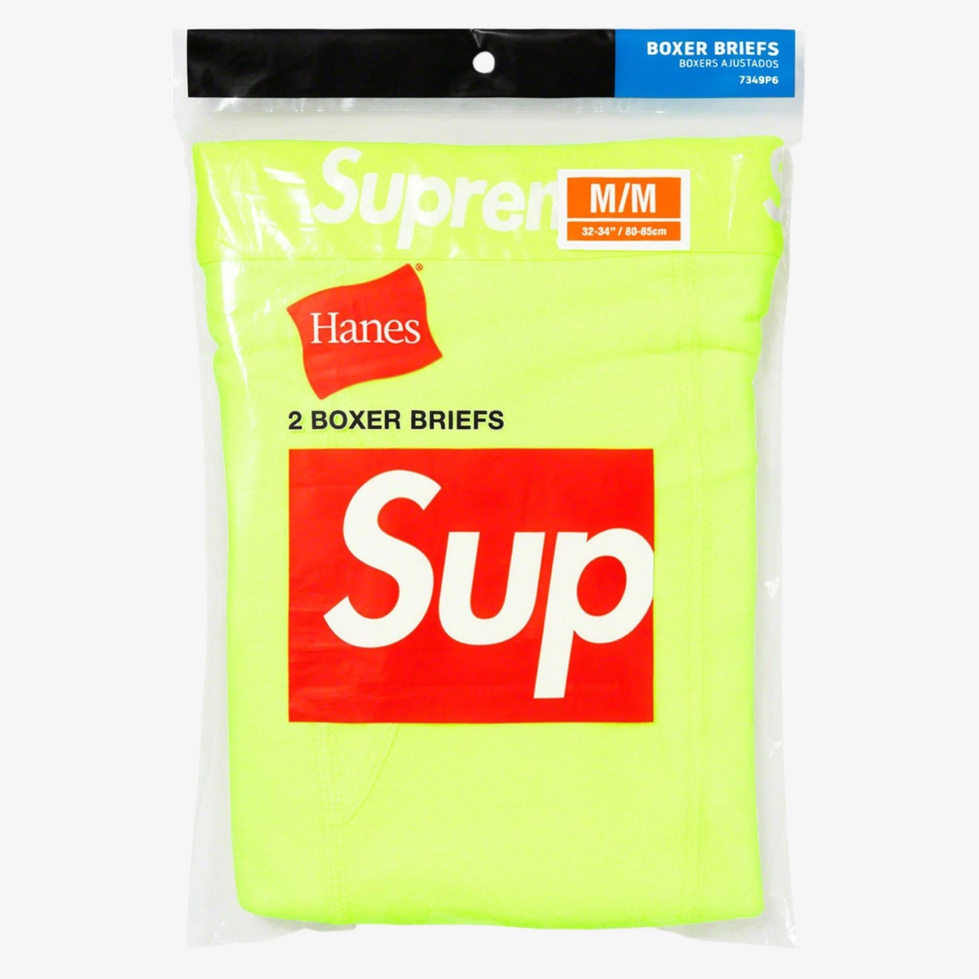 Supreme x Hanes Boxer Briefs (2 Pack) Fluorescent Yellow (SS23) [SS23A13-FLUORESCENT-YELLOW] Casual Fashion Underwear for Unisex Adult Mens Womens Kids GS Youth Hypebeast - AVBL MRKT (2)