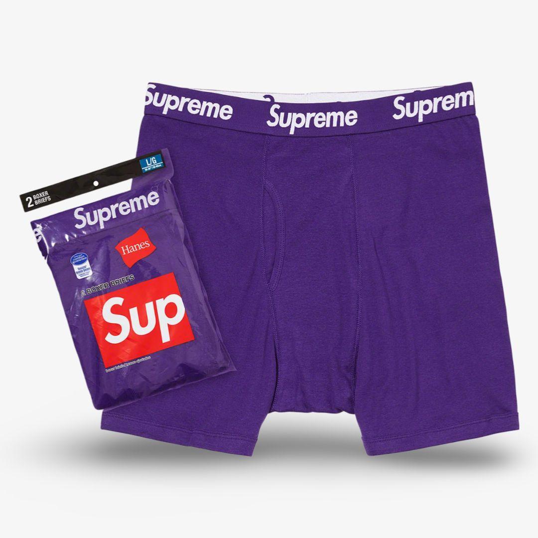 Supreme x Hanes Boxer Briefs (2 Pack) Purple (SS21) [SS21A33-PURPLE] Casual Fashion Underwear for Unisex Adult Mens Womens Kids GS Youth Hypebeast - AVBL MRKT (1)