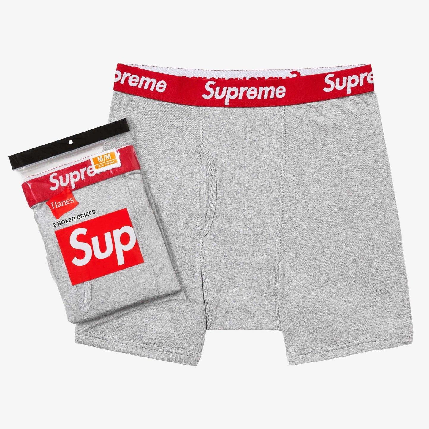 Supreme x Hanes Boxer Briefs (Full Pack of Each) White and Heather Grey [99HAA36-WHITE/SS24A13-HEATHER-GREY] Casual Fashion Underwear for Unisex Adult Mens Womens Kids GS Youth Hypebeast - AVBL MRKT (4)