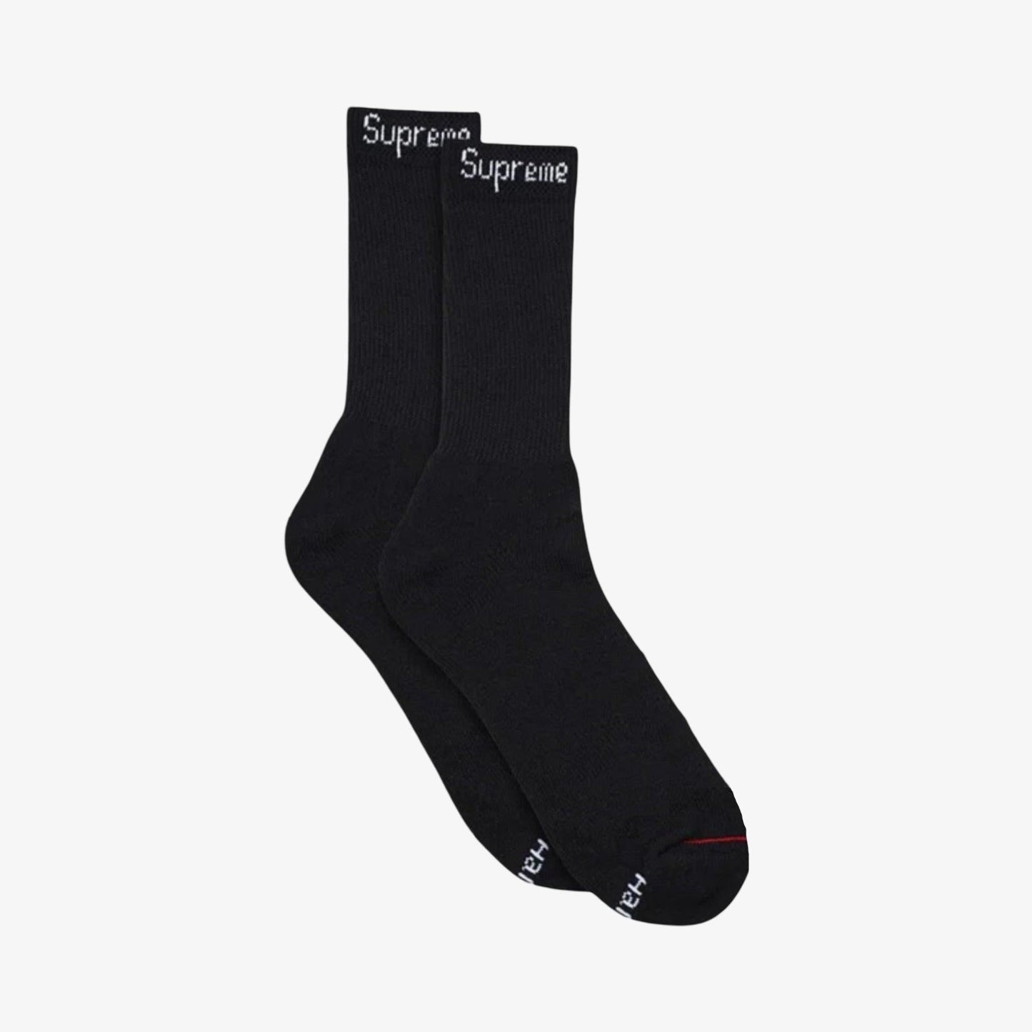 Supreme x Hanes Cushion Crew Socks (1 Single Pair of Each Socks) Black and Heather Grey Casual Fashion Cozy for Unisex Adult Mens Womens Kids GS Youth Hypebeast - AVBL MRKT (2)