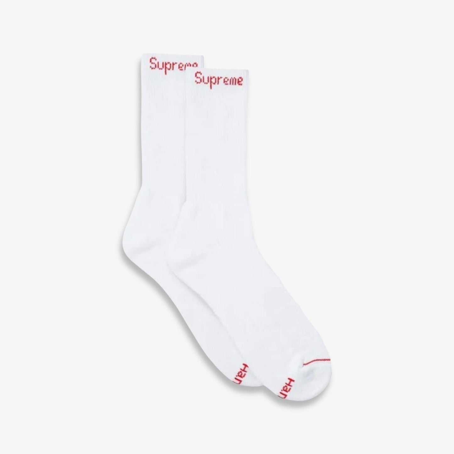 Supreme x Hanes Cushion Crew Socks (1 Single Pair of Each Socks) White and Heather Grey Casual Fashion Cozy for Unisex Adult Mens Womens Kids GS Youth Hypebeast - AVBL MRKT (2)