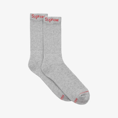 Supreme x Hanes Cushion Crew Socks (1 Single Pair of Each Socks) White and Heather Grey Casual Fashion Cozy for Unisex Adult Mens Womens Kids GS Youth Hypebeast - AVBL MRKT (4)