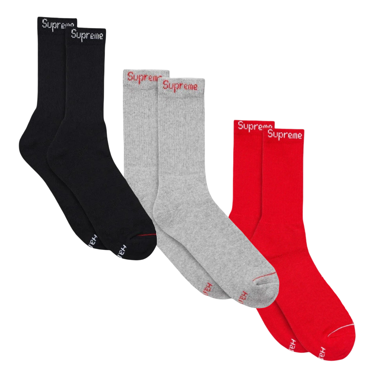 Supreme x Hanes Cushion Crew Socks (1 Single Pair of Socks) - AVBL MRKT (1)