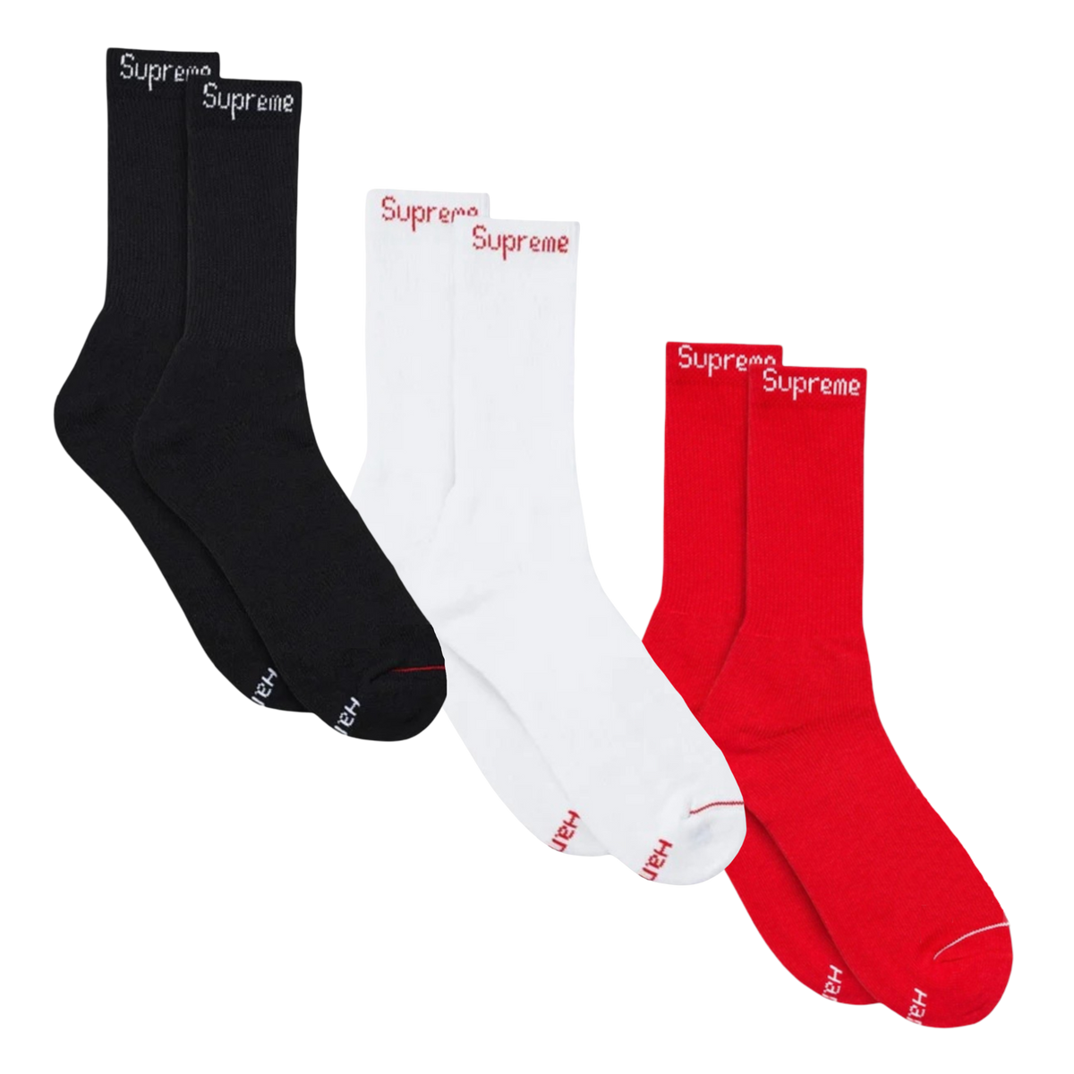 Supreme x Hanes Cushion Crew Socks (1 Single Pair of Socks) - AVBL MRKT (1)