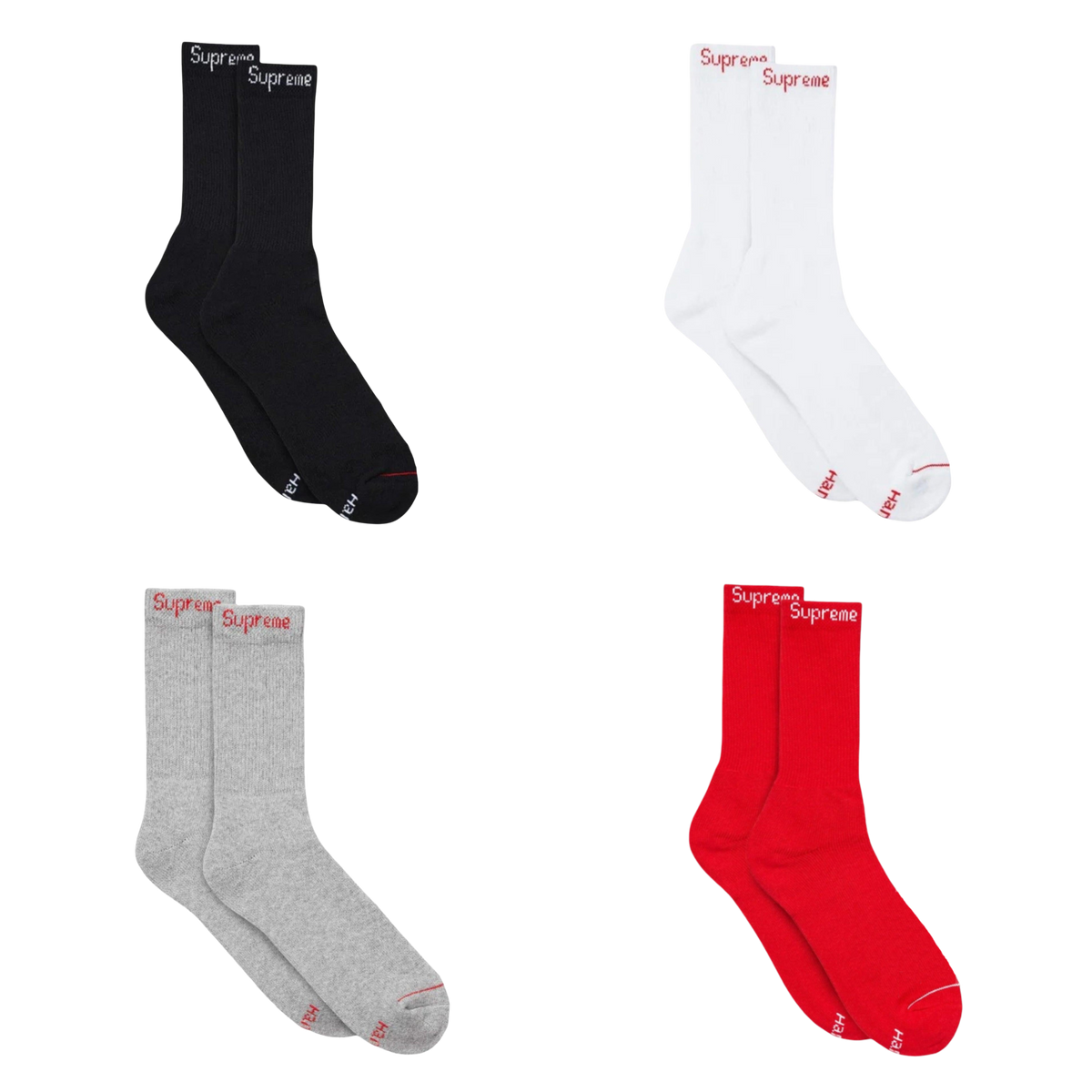 Supreme x Hanes Cushion Crew Socks (1 Single Pair of Socks) - AVBL MRKT (1)