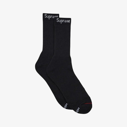 Supreme x Hanes Cushion Crew Socks (1 Single Pair of Socks) Black Casual Fashion Cozy for Unisex Adult Mens Womens Kids GS Youth Hypebeast - AVBL MRKT (1)