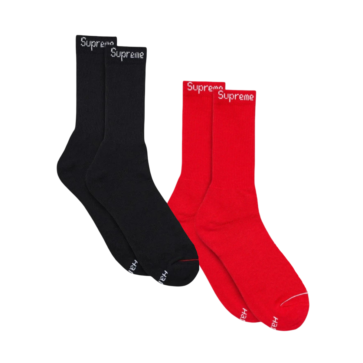 Supreme x Hanes Cushion Crew Socks (1 Single Pair of Socks) Black | Heather Grey | Red - AVBL MRKT (3)