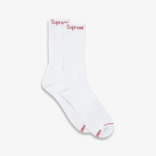 Supreme x Hanes Cushion Crew Socks (1 Single Pair of Socks) White Casual Fashion Cozy for Unisex Adult Mens Womens Kids GS Youth Hypebeast - AVBL MRKT (1)