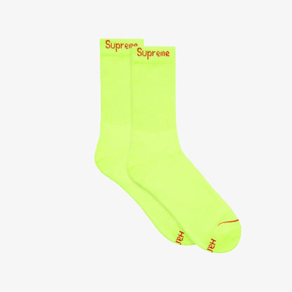 Supreme x Hanes Cushion Crew Socks (4 Pack) Fluorescent Yellow (SS23) [SS23A37-FLUORESCENT-YELLOW] Casual Fashion Cozy for Unisex Adult Mens Womens Kids GS Youth Hypebeast - AVBL MRKT (2)