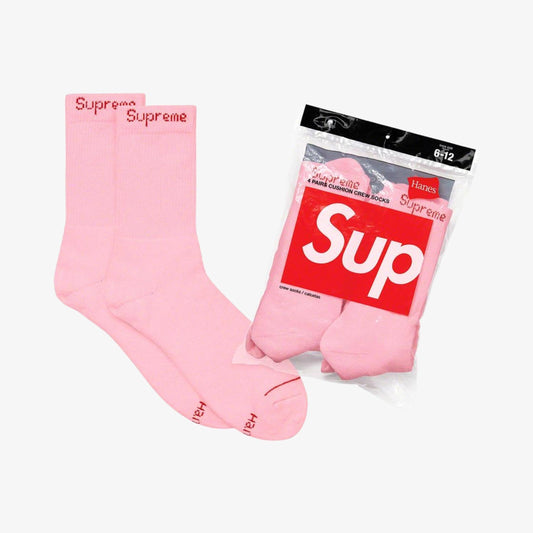 Supreme x Hanes Cushion Crew Socks (4 Pack) Pink (FW21) [FW21A61-PINK] Casual Fashion Cozy for Unisex Adult Mens Womens Kids GS Youth Hypebeast - AVBL MRKT (1)