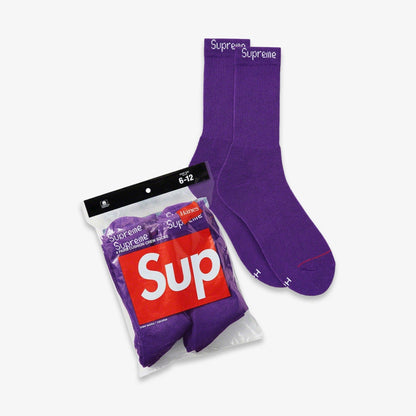 Supreme x Hanes Cushion Crew Socks (4 Pack) Purple (SS21) [SS21A27-PURPLE] Casual Fashion Cozy for Unisex Adult Mens Womens Kids GS Youth Hypebeast - AVBL MRKT (1)