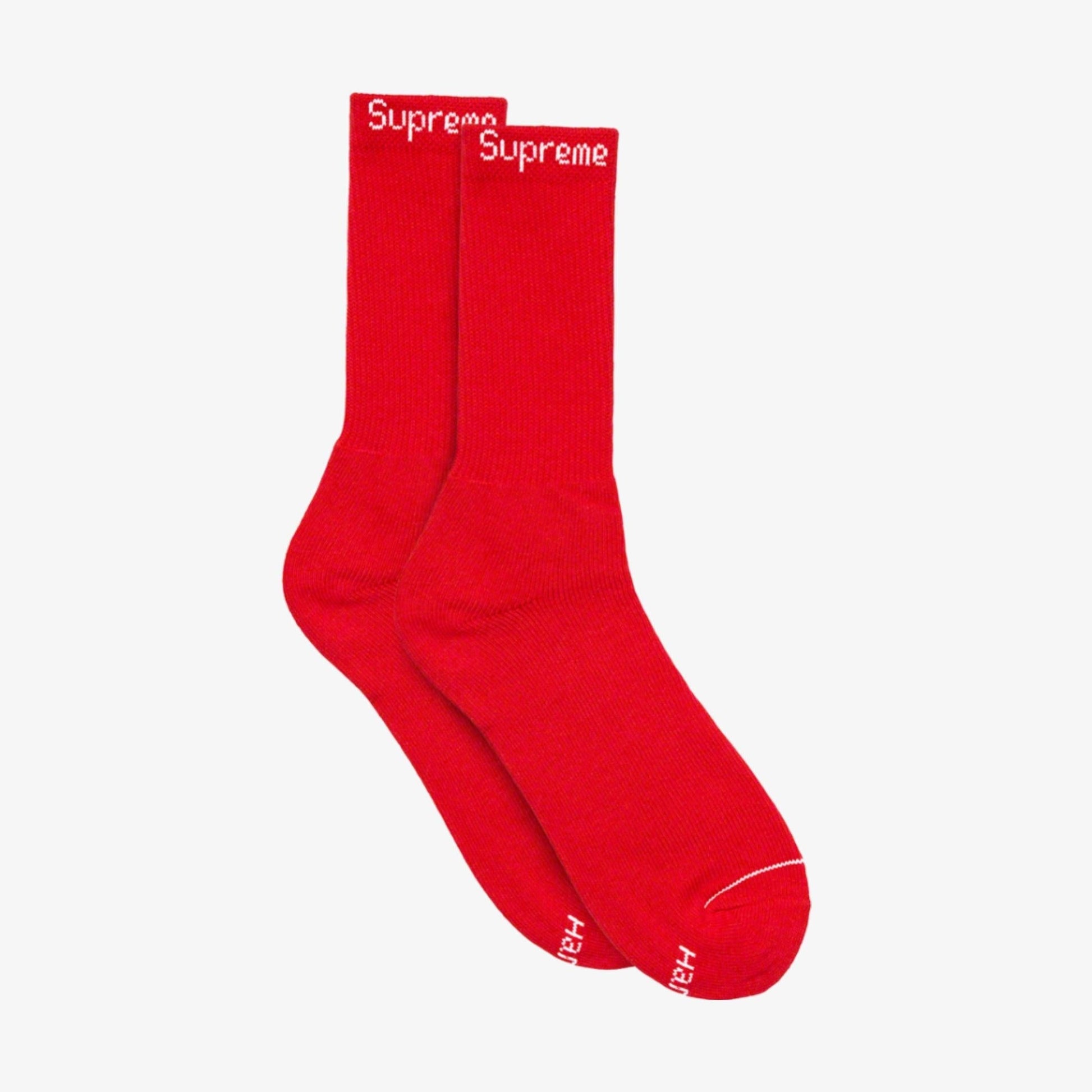 Supreme x Hanes Cushion Crew Socks (4 Pack) Red [99HAA26-RED] Casual Fashion Cozy for Unisex Adult Mens Womens Kids GS Youth Hypebeast - AVBL MRKT (2)