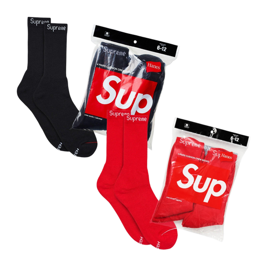 Supreme x Hanes Cushion Crew Socks (Full Pack of 4) - AVBL MRKT (1)