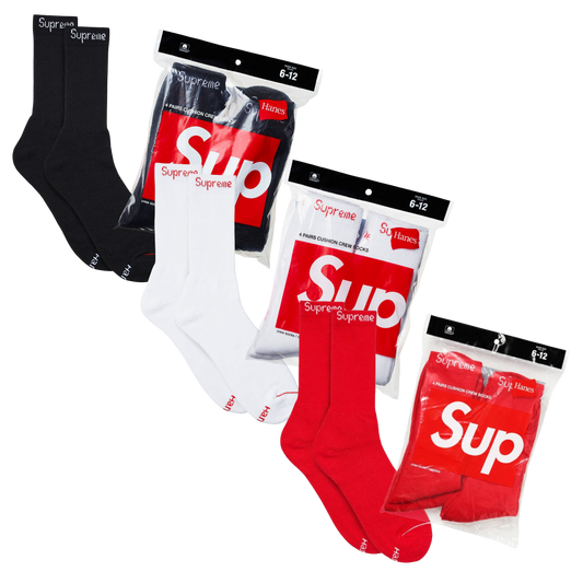 Supreme x Hanes Cushion Crew Socks (Full Pack of 4) - AVBL MRKT (1)