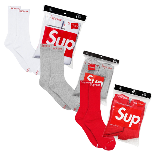 Supreme x Hanes Cushion Crew Socks (Full Pack of 4) - AVBL MRKT (1)