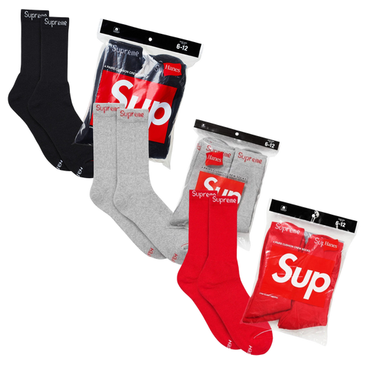 Supreme x Hanes Cushion Crew Socks (Full Pack of 4) - AVBL MRKT (1)