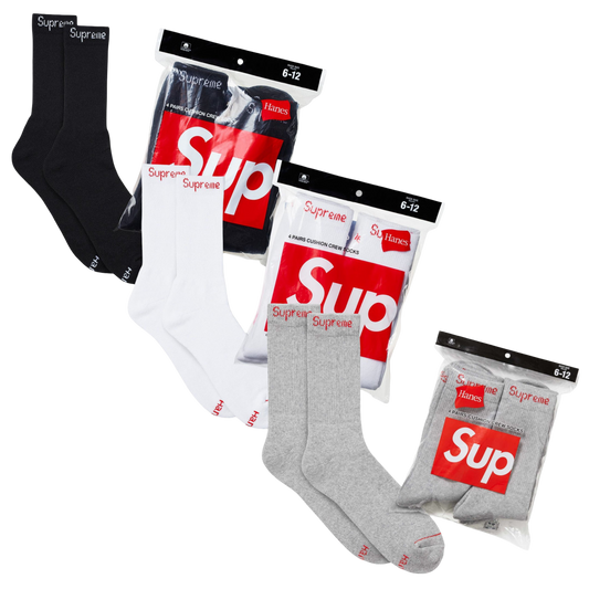 Supreme x Hanes Cushion Crew Socks (Full Pack of 4) - AVBL MRKT (1)