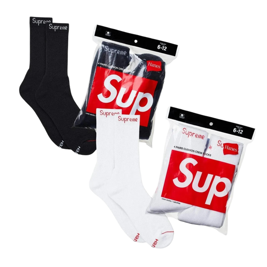 Supreme x Hanes Cushion Crew Socks (Full Pack of 4) - AVBL MRKT (1)