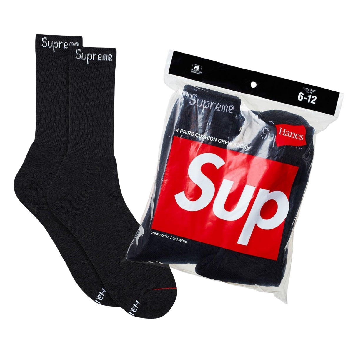 Supreme x Hanes Cushion Crew Socks (Full Pack of 4) - AVBL MRKT (2)