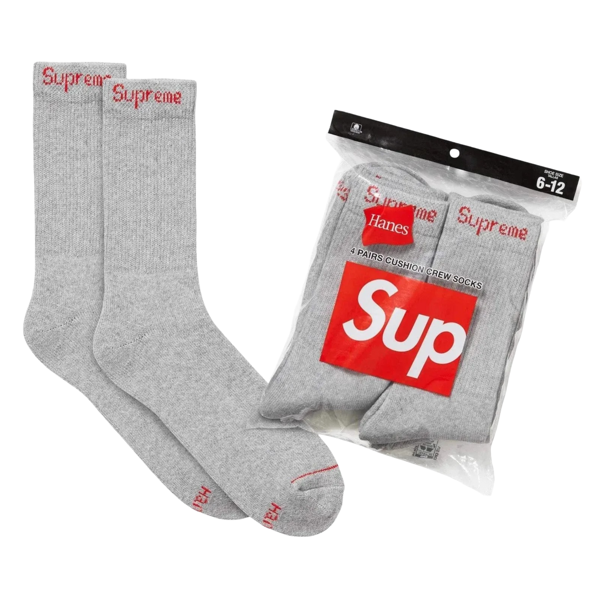 Supreme x Hanes Cushion Crew Socks (Full Pack of 4) - AVBL MRKT (7)