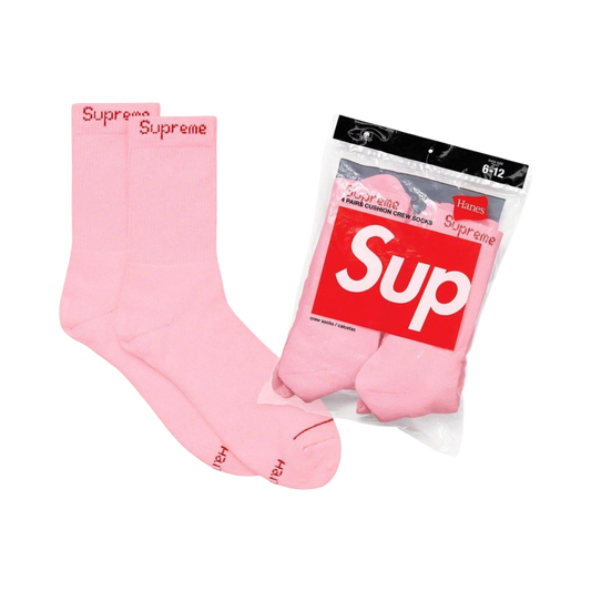 Supreme x Hanes Cushion Crew Socks (Full Pack of 4) Pink - AVBL MRKT (1)