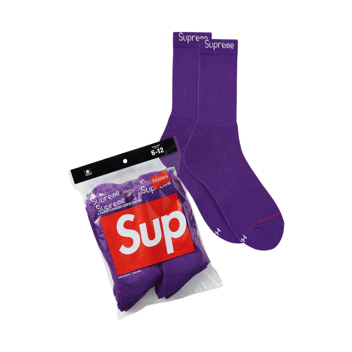 Supreme x Hanes Cushion Crew Socks (Full Pack of 4) Purple - AVBL MRKT (1)