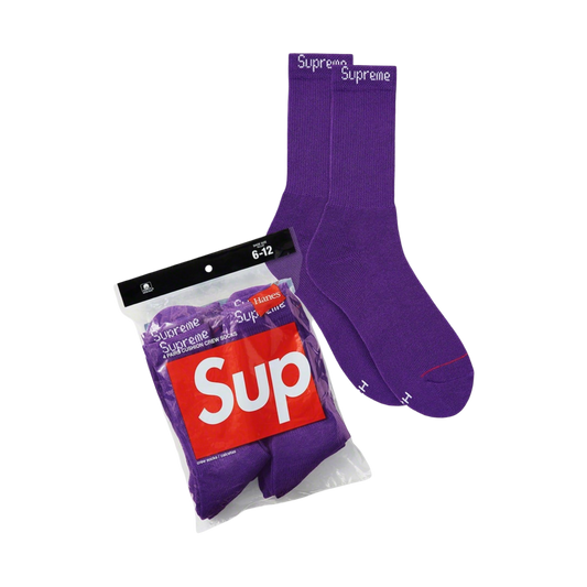Supreme x Hanes Cushion Crew Socks (Full Pack of 4) Purple - AVBL MRKT (1)